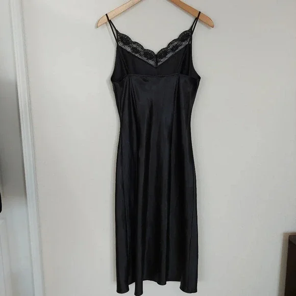 Vintage Ice Slip Dress Black Size 4 - Picture 4 of 8